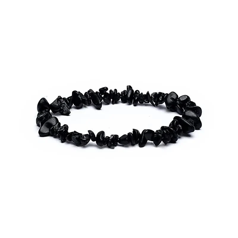 Bracelet Chips Tourmaline noire élastique