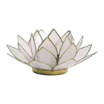 Photophore Lotus Blanc et Or
