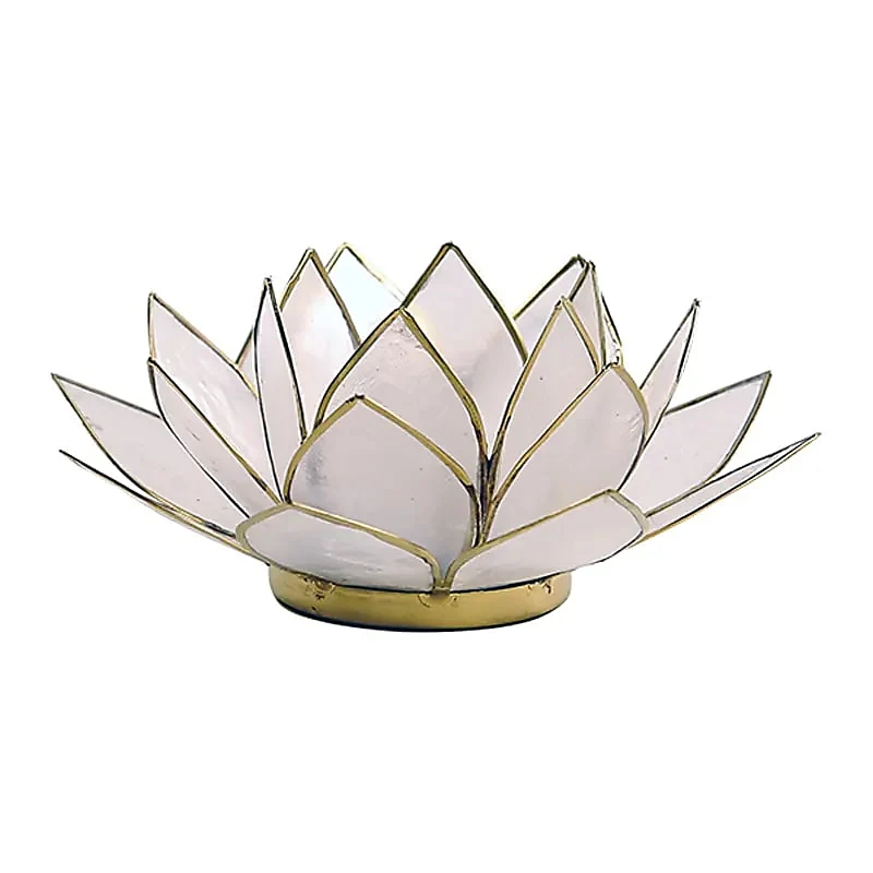 Photophore Lotus Blanc et Or