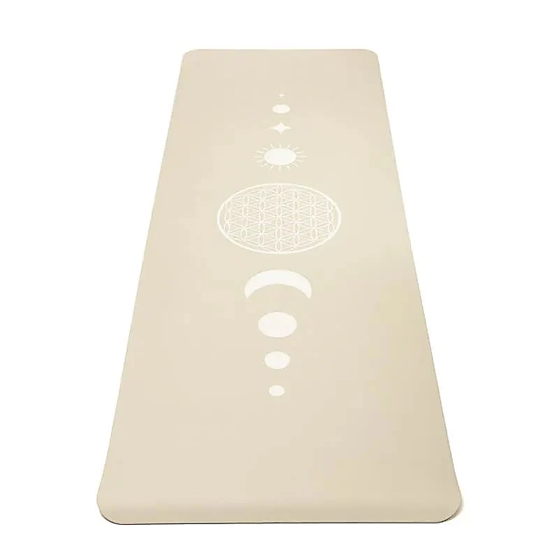 Yogi & Yogini Premium tapis de Yoga TPE Fleur de Vie beige