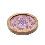 Sous-verre bois Lotus, quartz rose & améthyste (2 pièces)