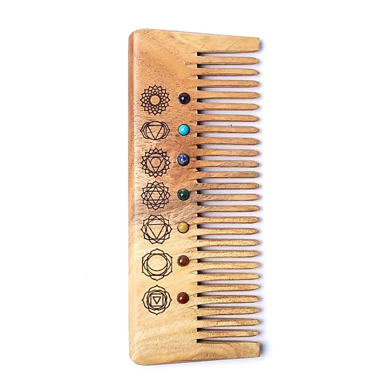 Peigne en bois naturel 7 chakras