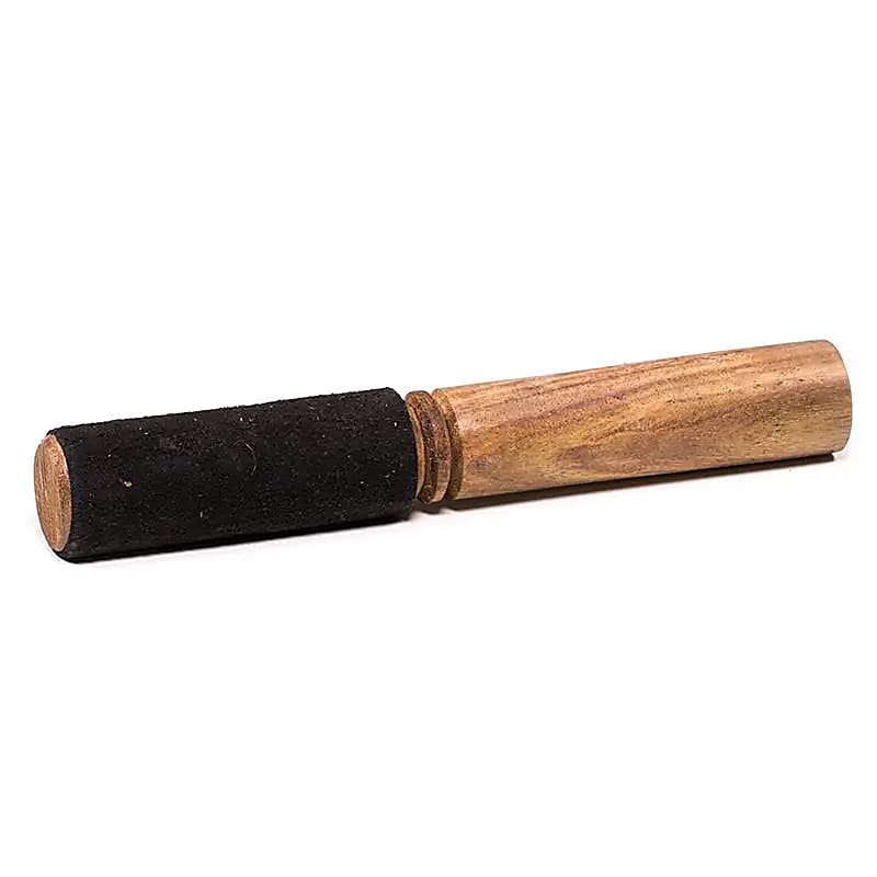 Bâton bois bol chantant - peau de chamois noir
